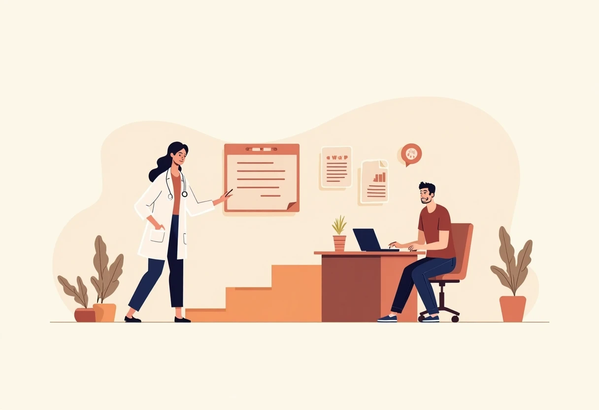 Médecin du travail en consultation